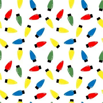 Vector seamless pattern with Christmas lights, light garlands Stock Illustration