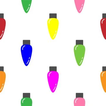 Vector seamless pattern with Christmas lights, light garlands イラスト素材