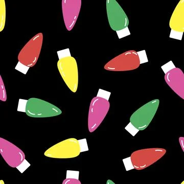 Vector seamless pattern with Christmas lights, light garlands Stock Illustration