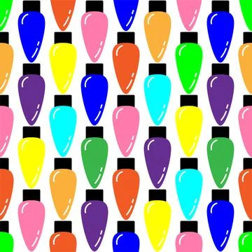 Vector seamless pattern with Christmas lights, light garlands 스톡 일러스트