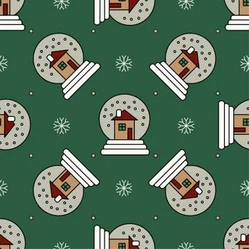 Vector seamless pattern with Christmas snowglobe Illustrazione stock