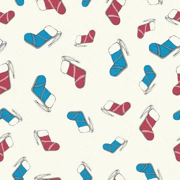 Vector Seamless pattern with christmas socks. Christmas or New year background. Stock Illustration
