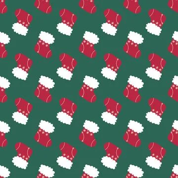 Vector seamless pattern with Christmas socks Stock Illustration