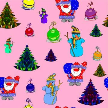 Vector seamless pattern of a Christmas theme Stock Illustration