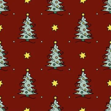 Vector seamless pattern with Christmas tree Stock Illustration
