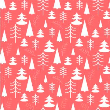 Vector seamless pattern with christmas tree Stock Illustration