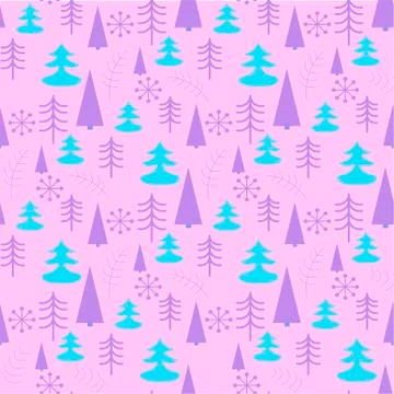 Vector seamless pattern with christmas tree Stock Illustration