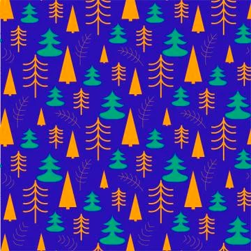 Vector seamless pattern with christmas tree Stock Illustration