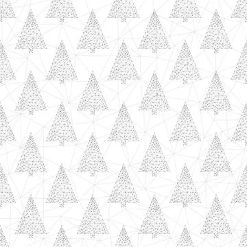 Vector seamless pattern with christmas tree of lines and dots Stock Illustration