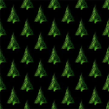 Vector seamless pattern with christmas tree of wavy lines Stock Illustration
