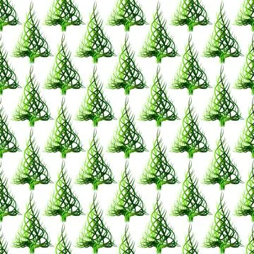 Vector seamless pattern with christmas tree of wavy lines Illustrazione stock