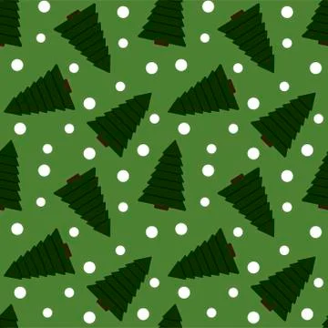 Vector seamless pattern with christmas trees and snowflakes Illustrazione stock