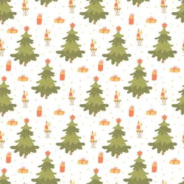 Vector seamless pattern with Christmas trees. Illustrazione stock