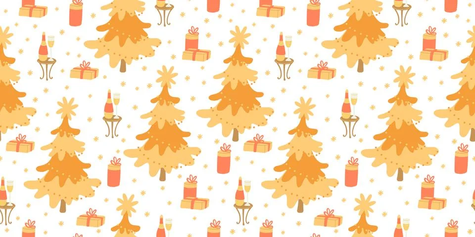 Vector seamless pattern with Christmas trees. 스톡 일러스트