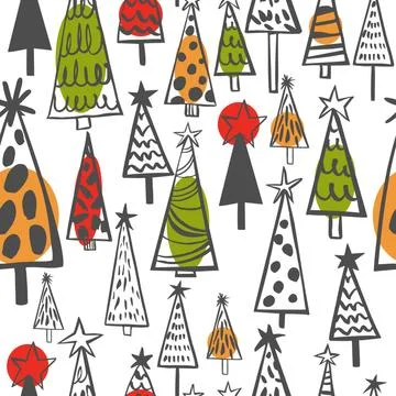 Vector seamless pattern with Christmas Trees. Stock Illustration