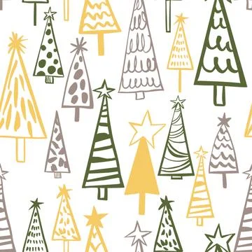 Vector seamless pattern with Christmas Trees. イラスト素材