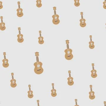 Vector seamless pattern of classical acoustic guitars. Stock Illustration
