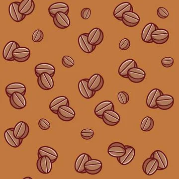 Vector seamless pattern with close-up coffee beans. Background on coffee them Stock Illustration