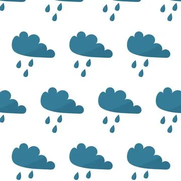 Vector seamless pattern with cloud and raindrops Stock Illustration