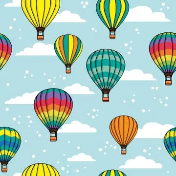 Vector seamless pattern with clouds and balloons イラスト素材