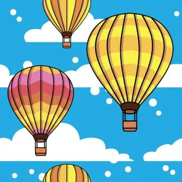 Vector seamless pattern with clouds and balloons イラスト素材