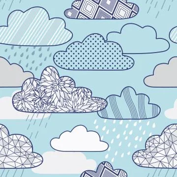 Vector seamless pattern with clouds イラスト素材