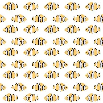 Vector seamless pattern with clownfish.Underwater cartoon creatures.Marine Stock Illustration