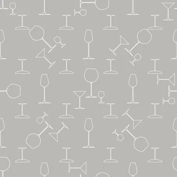 Vector seamless pattern with cocktail glasses in retro style Stock Illustration