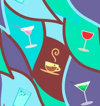 Vector seamless pattern with cocktails Stock Illustration
