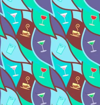 Vector seamless pattern with cocktails Stock Illustration