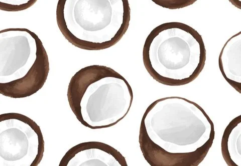 Vector seamless pattern with coconut. Tropical background with exotic fruits Illustrazione stock