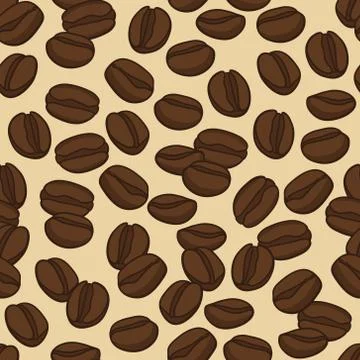 Vector seamless pattern with coffee beans Stock Illustration