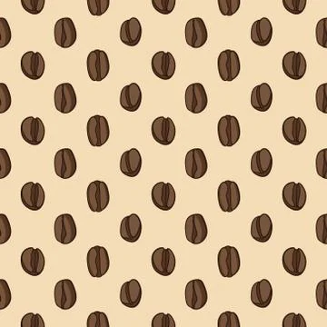 Vector seamless pattern with coffee beans Stock Illustration