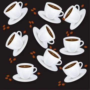 Vector seamless pattern with coffee cups. Backdrop with beverages  イラスト素材