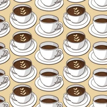 Vector seamless pattern with coffee cups Illustrazione stock