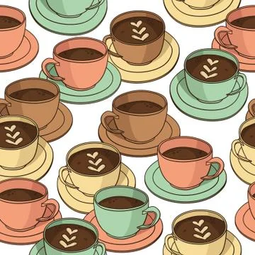 Vector seamless pattern with coffee cups Illustrazione stock