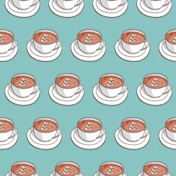 Vector seamless pattern with coffee cups 스톡 일러스트