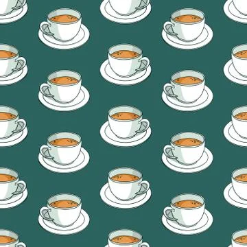 Vector seamless pattern with coffee cups Stock Illustration