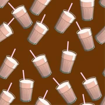Vector seamless pattern with coffee drink. Backdrop with beverages Stock Illustration