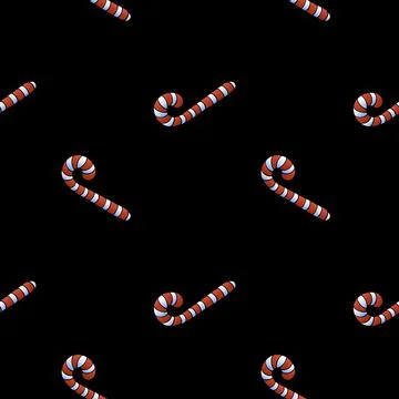 Vector seamless pattern with color candy cane, in flat style. Festive bright  Stock Illustration