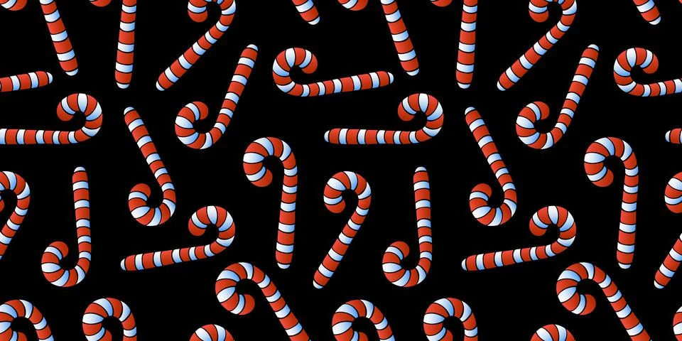 Vector seamless pattern with color candy cane, in flat style. Festive bright  Stock Illustration