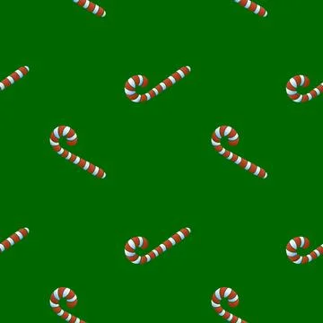Vector seamless pattern with color candy cane, in flat style. Festive bright  库存插图