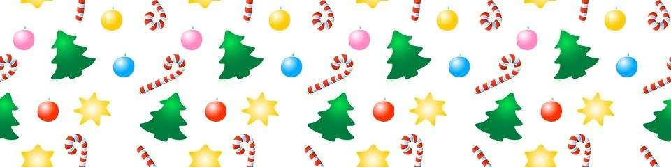 Vector seamless pattern of color festive symbols: figures of Christmas trees, Illustrazione stock