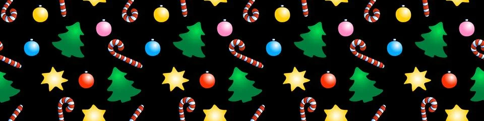 Vector seamless pattern of color festive symbols: figures of Christmas trees, Stockillustratie