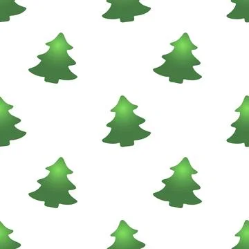 Vector seamless pattern with color fir, pine, xmas tree, in flat style. Brigh Stock Illustration