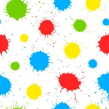 Vector seamless pattern with color paint splashes Stock Illustration