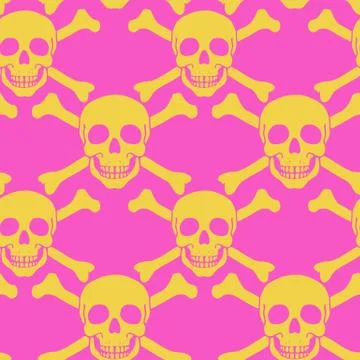Vector seamless pattern with color skulls Stock Illustration