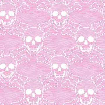Vector seamless pattern with color skulls Illustrazione stock