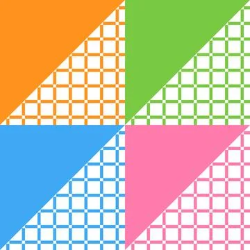 A Vector seamless pattern of colored abstract geometric shapes and grid Illustrazione stock