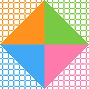 A Vector seamless pattern of colored abstract geometric shapes and grid 스톡 일러스트